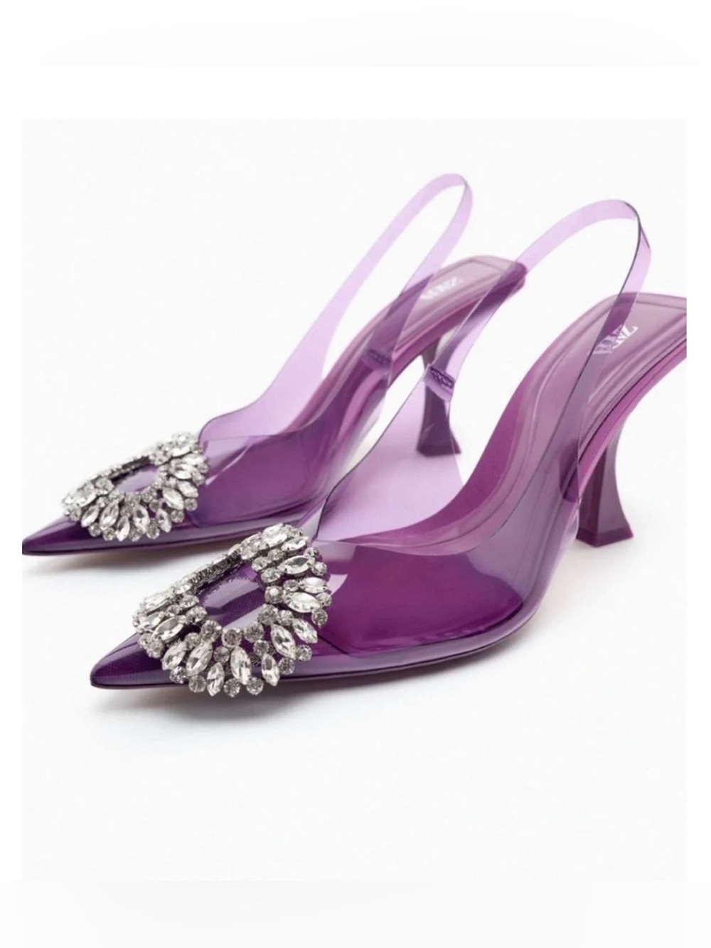 Zara Embellished Vinyl Heeled Shoes
Violet